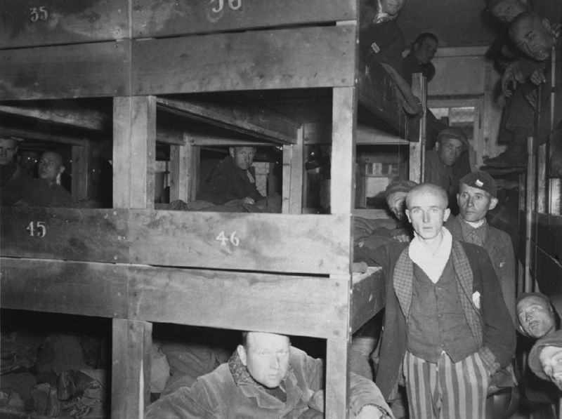 Survivors in the barracks at Dachau